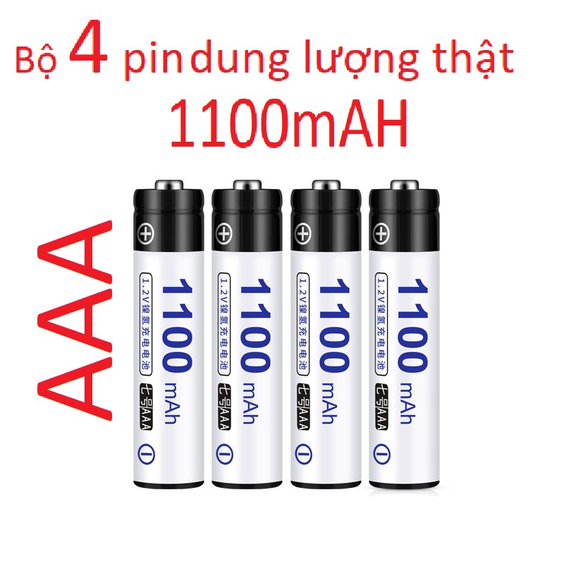 Bộ 4 pin sạc Cao cấp AAA(3A)  1100mAh 950mAh Dung lượng cao (Pin dung lượng thật ) Doublepow Pin đũa cho chuột bay