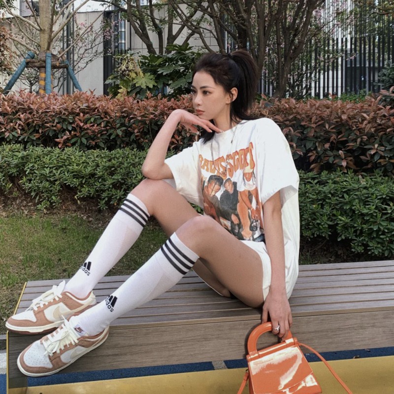 Phong cách đường phố Thun Tay Ngắn In Hình Cá Tính Phong Cách Hip Hop Hàn Quốc 2 Màu Tùy Chọn Cho Nữ