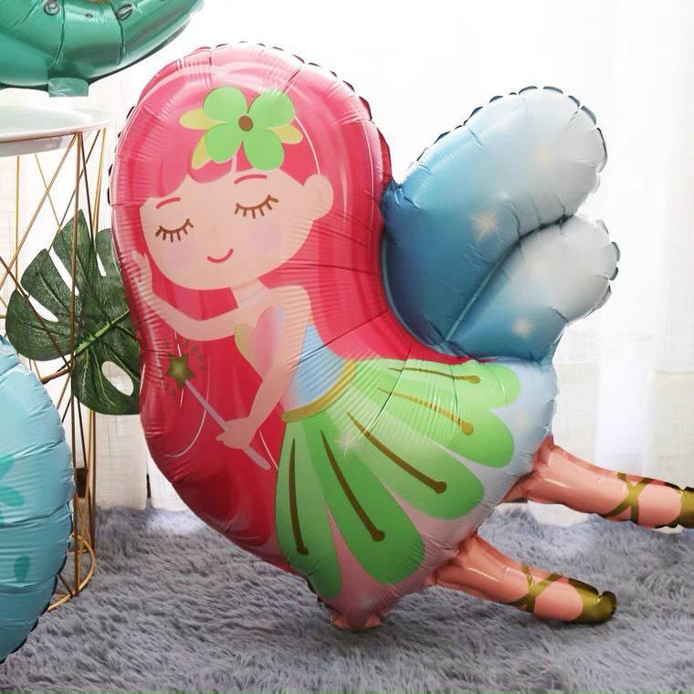 Bong bóng nhôm nàng tiên cá, tiên cánh đôi, công chúa trang trí sinh nhật, thôi nôi, đầy tháng bé gái