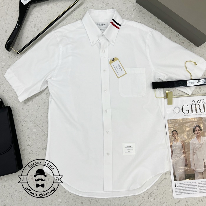 Sơ mi Thom Browne Cộc Tay Viền Cổ