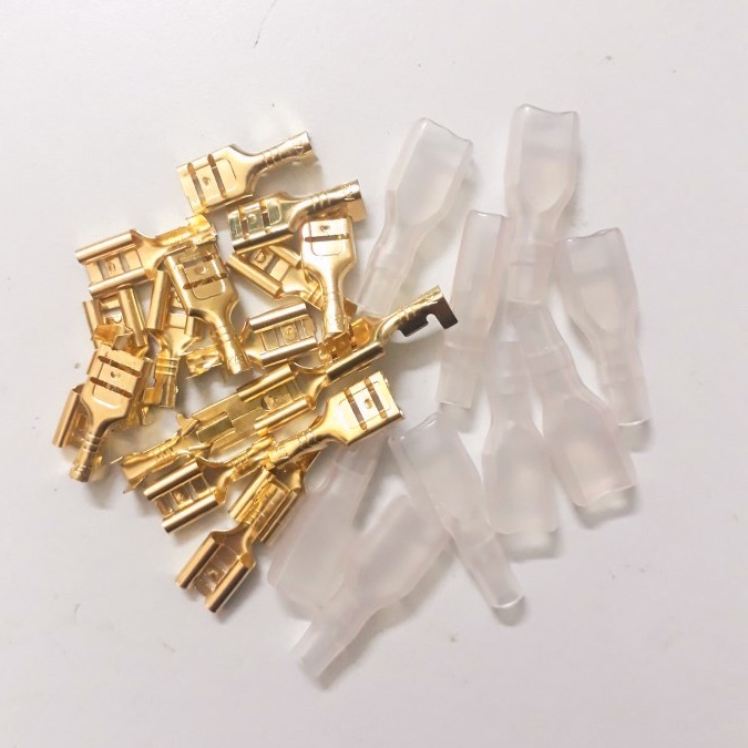 ✅ 100 đầu cos ghim 6.3 cho ô tô. giắc cái 6.3 cho rơ le,còi bằng đồng