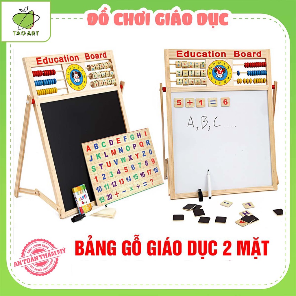 Bảng Tính 2 Mặt Đa Năng Kèm Bộ Chữ Cái Bằng Gỗ Giúp Bé Tập Viết, Tập Đếm, Làm Quen Với Các Con Số, Mặt Chữ