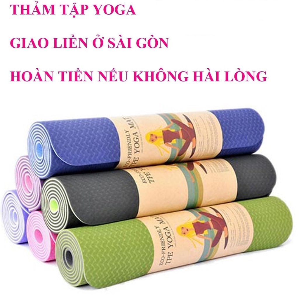 Thảm tập yoga Eco Friendly gym chống trượt tpe cao cấp 2 lớp dày 6mm tập tại nhà bảo hành 12 tháng