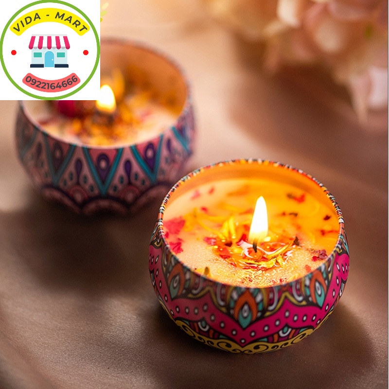 Set 4 Hộp Nến Thơm Hoa Khô Thiên Nhiên , Không Gian Sống Thơm Ngát và Cảm Giác Dễ Chịu, SP002358-PVN180
