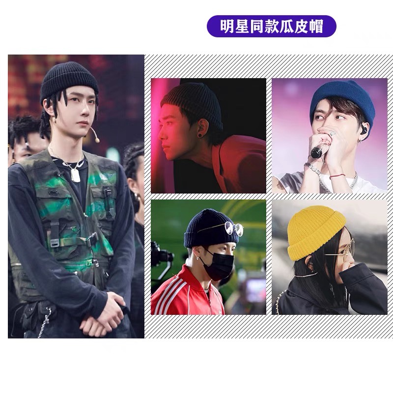 Mũ len màu đen phong cách thời trang thu đông Nhật Bản dành cho nam