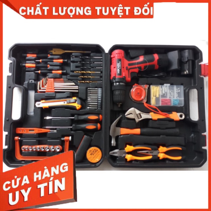 Máy khoan pin Thái Lan Hikari kèm 50 phụ kiện
