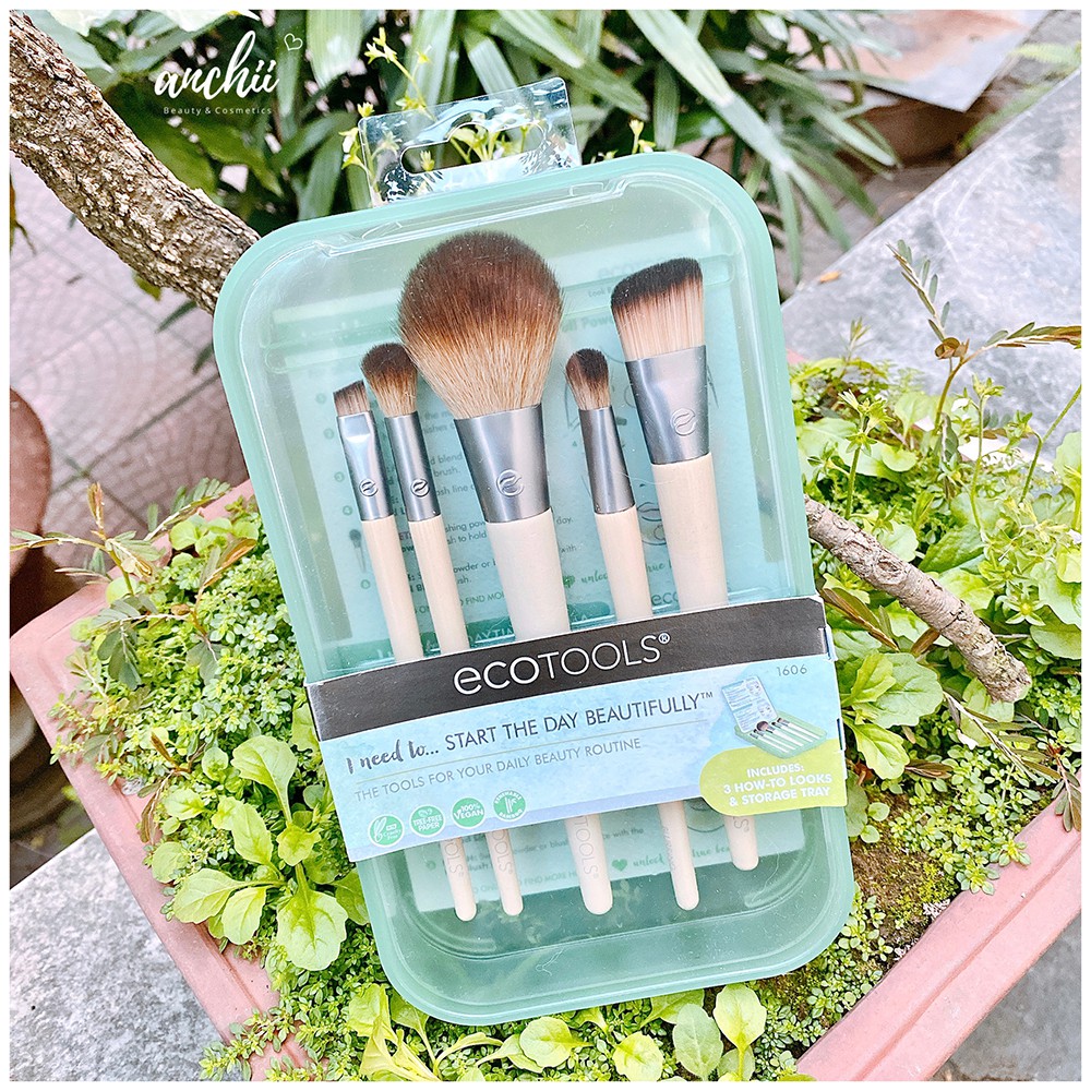 Cọ Trang Điểm Ecotools Start the Day Beautifully Kit Makeup Brush Set for Foundation Eyeshadow Blush