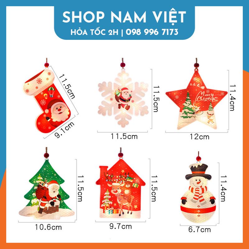 Dây LED Rèm Trang Trí Giáng Sinh Noel 10 Chi Tiết Ngang 3m, Kèm Remote