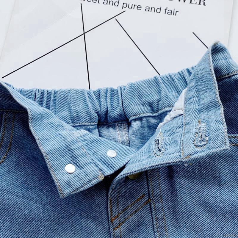 Đầm Denim Phối Lưới Dễ Thương Cho Bé Gái 1-6 Tuổi