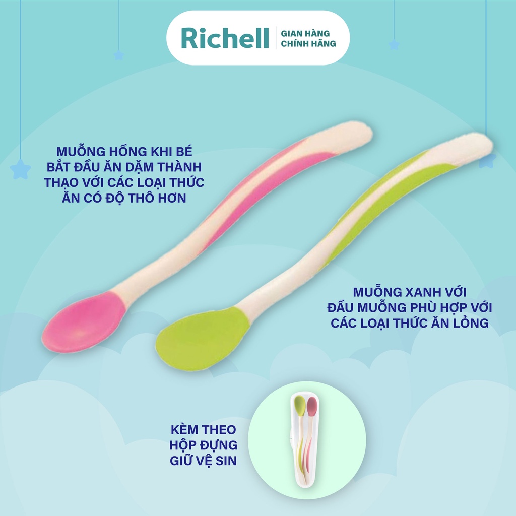 Bộ muỗng mềm TLI cho bé ăn dặm Richell Nhật Bản | Baby