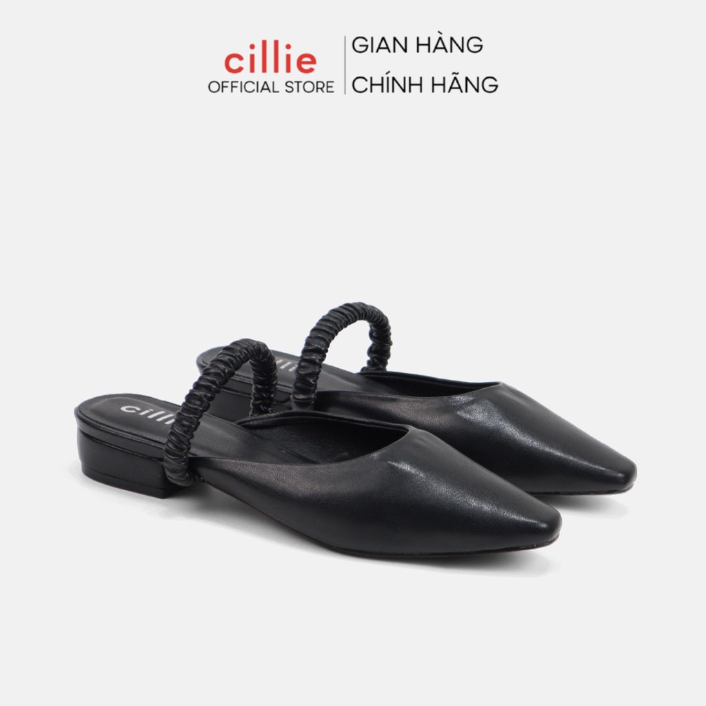 Giày sục nữ mũi vuông trendy quai ngang nhẹ nhàng thanh lịch gót cao 2cm đi biển đi dạo phố đi chơi Cillie 1065