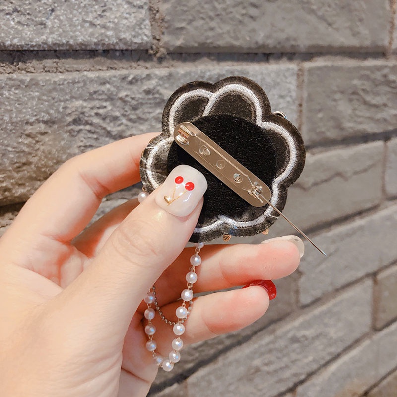 Ghim cài áo hình hoa trà đính ngọc trai giả thời trang cho nữ