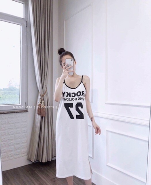 Váy xuông 2 dây dáng rộng in số 27 | BigBuy360 - bigbuy360.vn