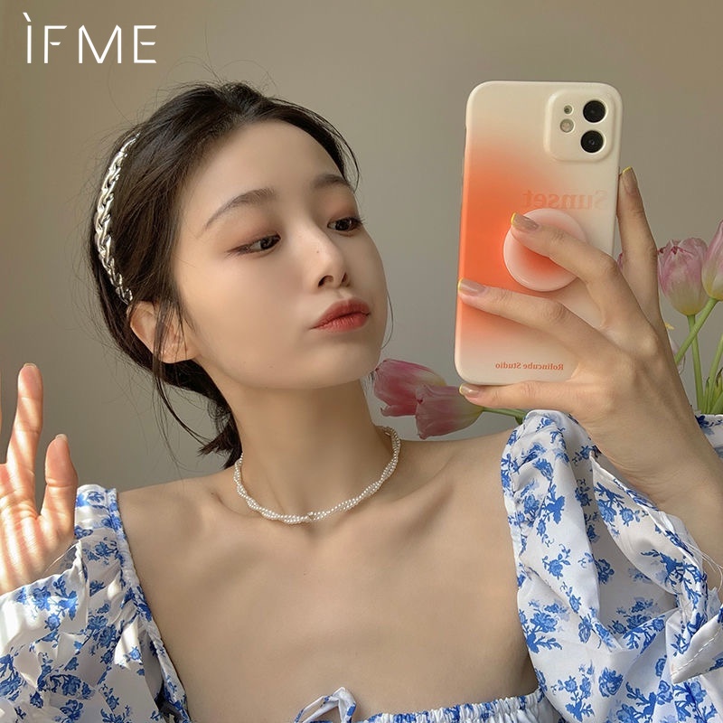 IF ME Vòng cổ choker đính ngọc trai nhân tạo thời trang xinh xắn cho nữ