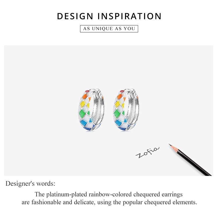 Đôi khuyên tai bạc 925 Bamoer SCE1351 màu cầu vồng thời trang cho nữ