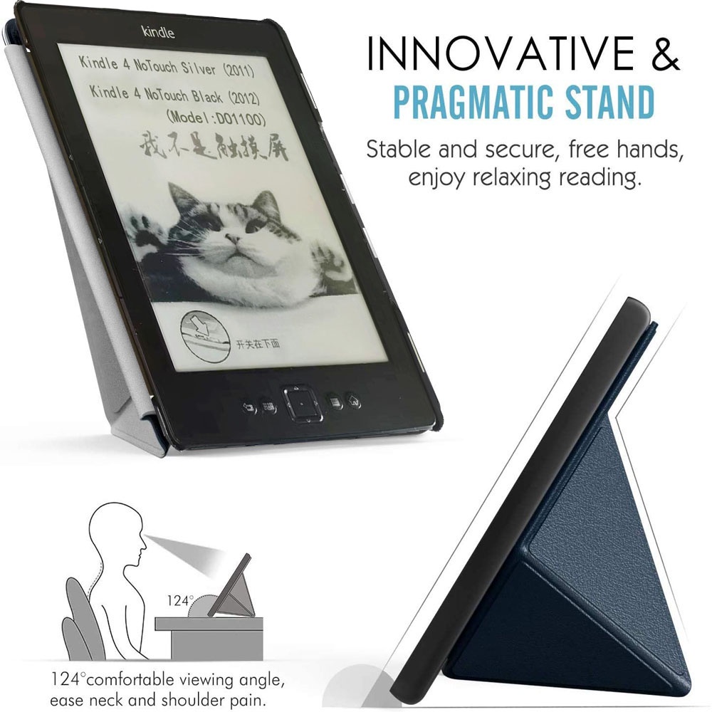 Ốp Máy Tính Bảng Da PU Lật Từ Tính Cho Amazon Kindle 4th Generation 2011 D01100 Kindle 4 Kindle 5 2012 6 inch