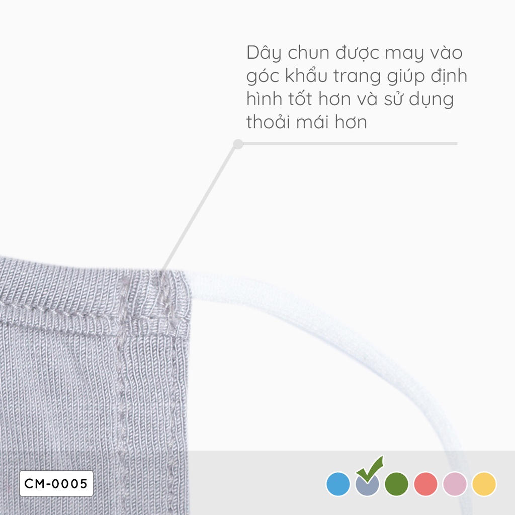 Khẩu trang trẻ em Coolmom chất liệu sợi tre cao cấp màu xám fog size S / CM-0005-S-XF
