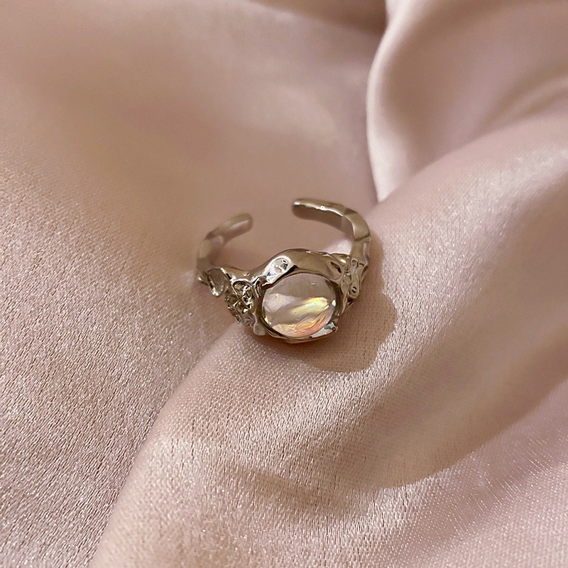 Nhẫn Đính Đá Mặt Trăng Phong Cách retro Thời Trang Hàn Quốc