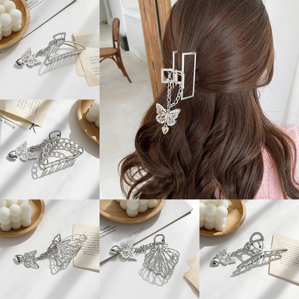 Kẹp Tóc Hình Cánh Bướm Màu Bạc Thời Trang Cho Nữ