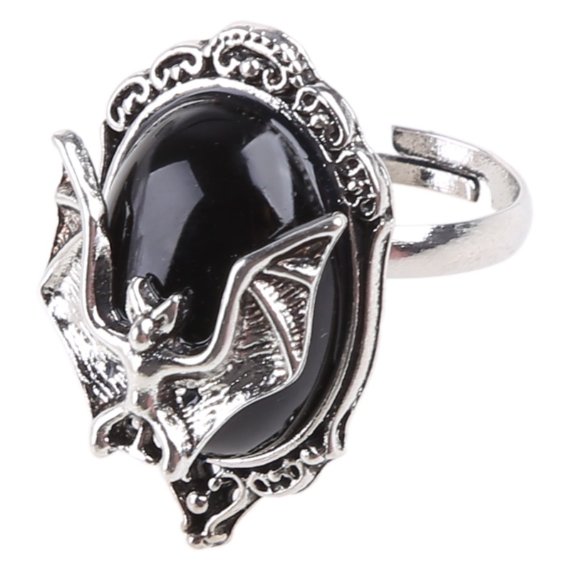 Bộ Trang Sức Khuyên Tai Và Nhẫn Hình Dơi Màu Bạc Phong Cách Gothic Cho Nam Và Nữ