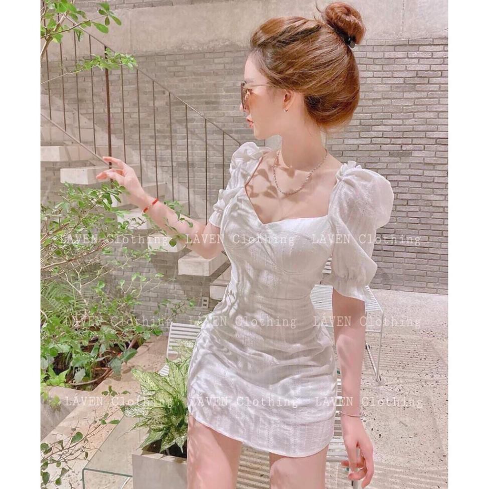 Đầm body tay phồng hở lưng siêu xinh ( có mút ngực ) New