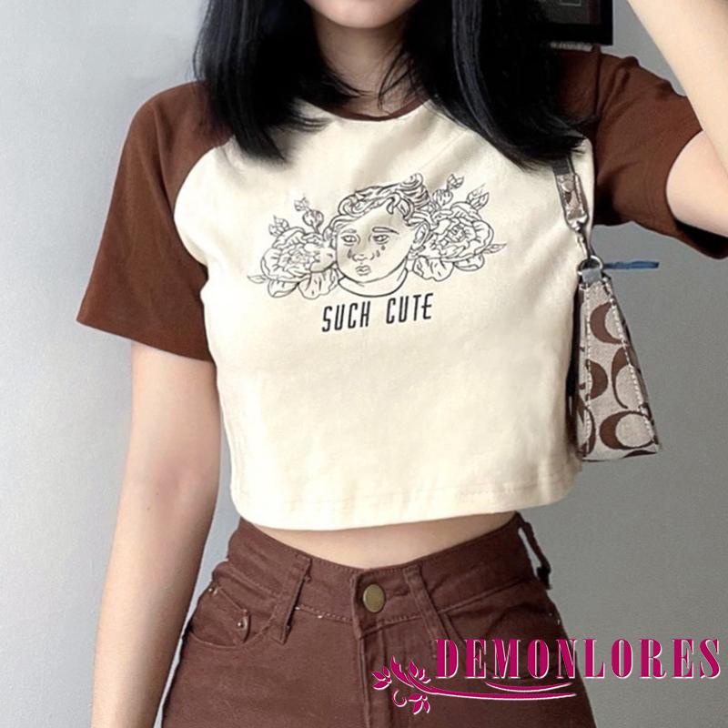 Áo thun tay ngắn dáng rộng in họa tiết thời trang mùa hè dành cho nữ