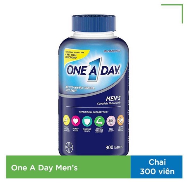 [Date 2023] One A Day Men's Complete Multivitamin bổ sung Multivitamin và khoáng chất dành cho nam , Chai 300 viên