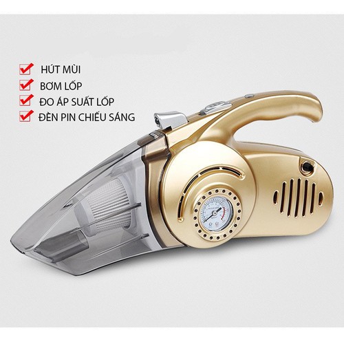 [FREESHIP❤] Máy hút bụi kiêm bơm xe đo áp suất lốp cho xe hơi 4 in 1 Vacuum Cleaner