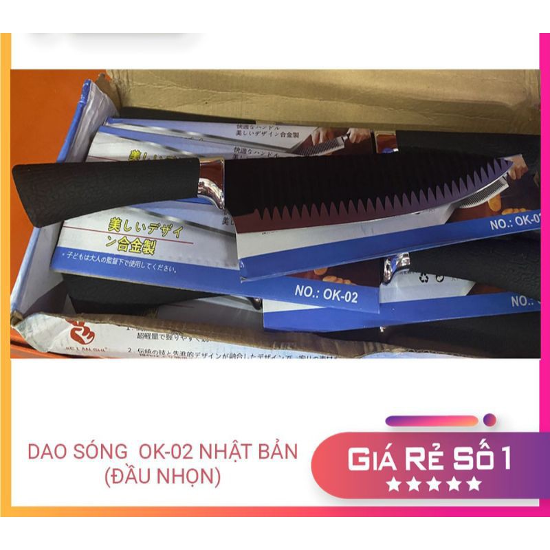 Dao thái thịt 🌼FREESHIP 🌼 Dao bổ hoa quả lượn sóng siêu sắc bén OK - 01 Nhật Bản