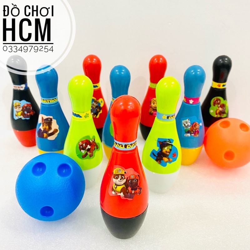 [BỔ ÍCH] Bộ đồ chơi bowling hình chó cứu hộ mini gồm 10 ki và 2 quả bóng ném cho bé khám phá vận động trong nhà 811-14