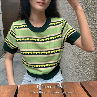 Áo Croptop Dệt Kim Tay Ngắn Dáng Ôm Màu Sắc Dễ Phối Đồ Phong Cách Hàn Quốc
