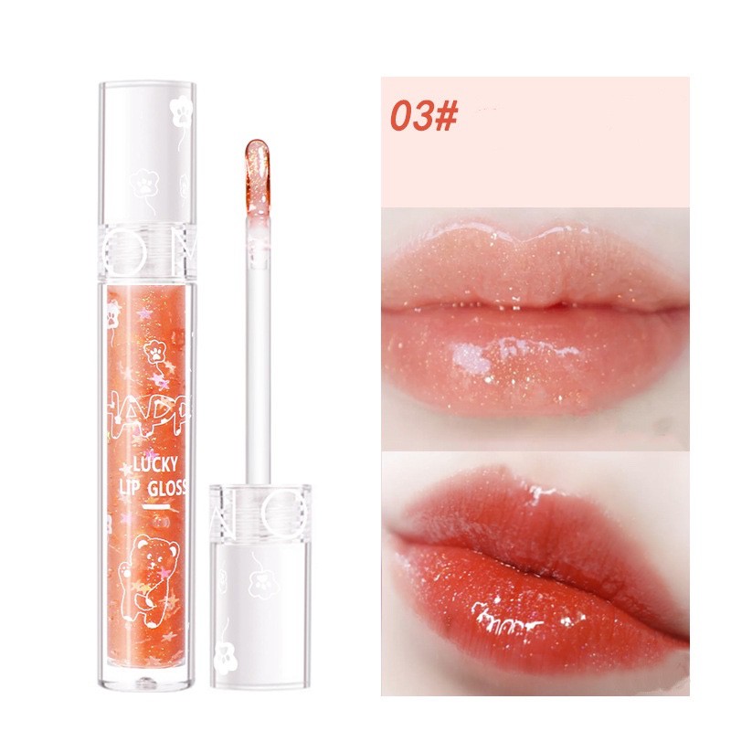 Son bóng kim tuyến LUCKY LIP GLOSSS hình gấu cute gồm 4 tone màu FULLSIZE