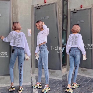 Quần bò bó xanh kèm ảnh thật