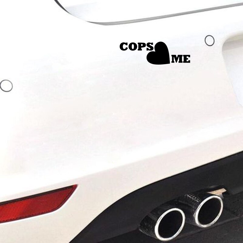 Decal dán trang trí xe hơi hoạ tiết COPS LOVE ME bằng chất liệu Vinyl kích thước 13.8CM*4.5CM