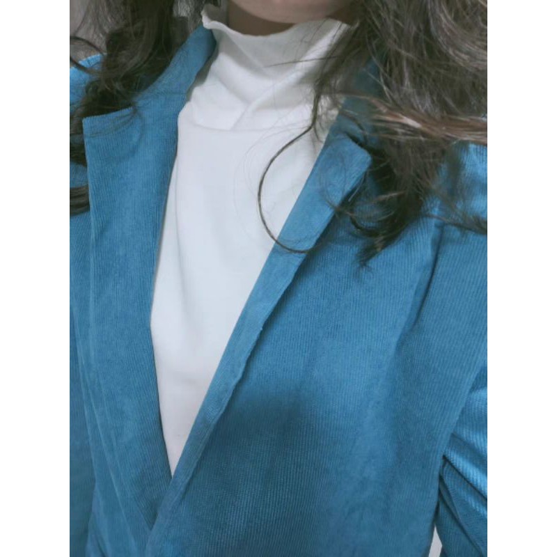 (Hàng Đẹp)Ảnh thật 4 hình cuối-2W45.Áo blazer nhung thu đông màu xanh dương sang chảnh | BigBuy360 - bigbuy360.vn
