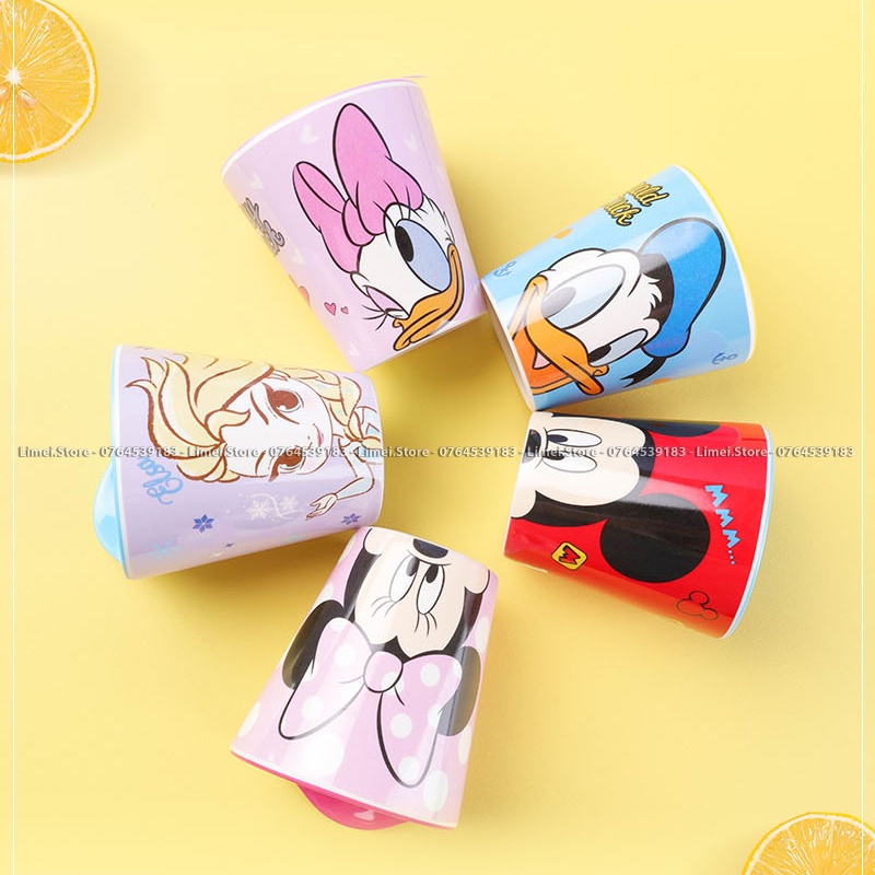 Ly nhựa uống nước melamine Frozen Elsa Mickey Princess Car Disney cho trẻ em bé trai gái
