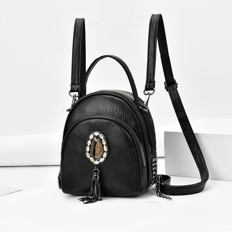 Balo Chuwanglin bằng da phối tua rua đính đá phong cách thời trang cao cấp cho nữ