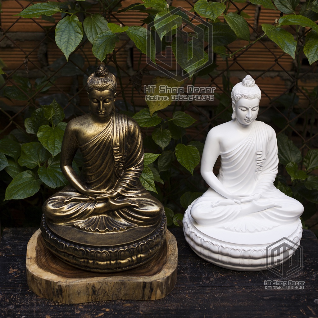 Tượng Đức Phật Bổn sư Thích Ca cao 35cm đế sen trang trí nhà cửa, phong thủy, thờ cúng