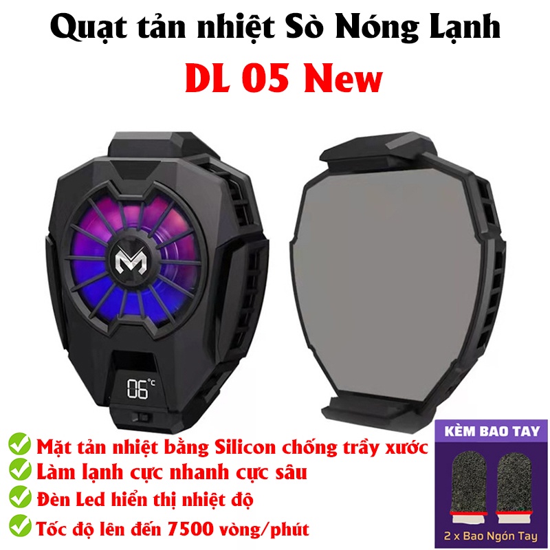 Quạt tản nhiệt điện thoại máy tính bảng MEMO DL05 - Quạt tản nhiệt sò nóng lạnh có hiển thị nhiệt độ siêu lạnh LED RGB