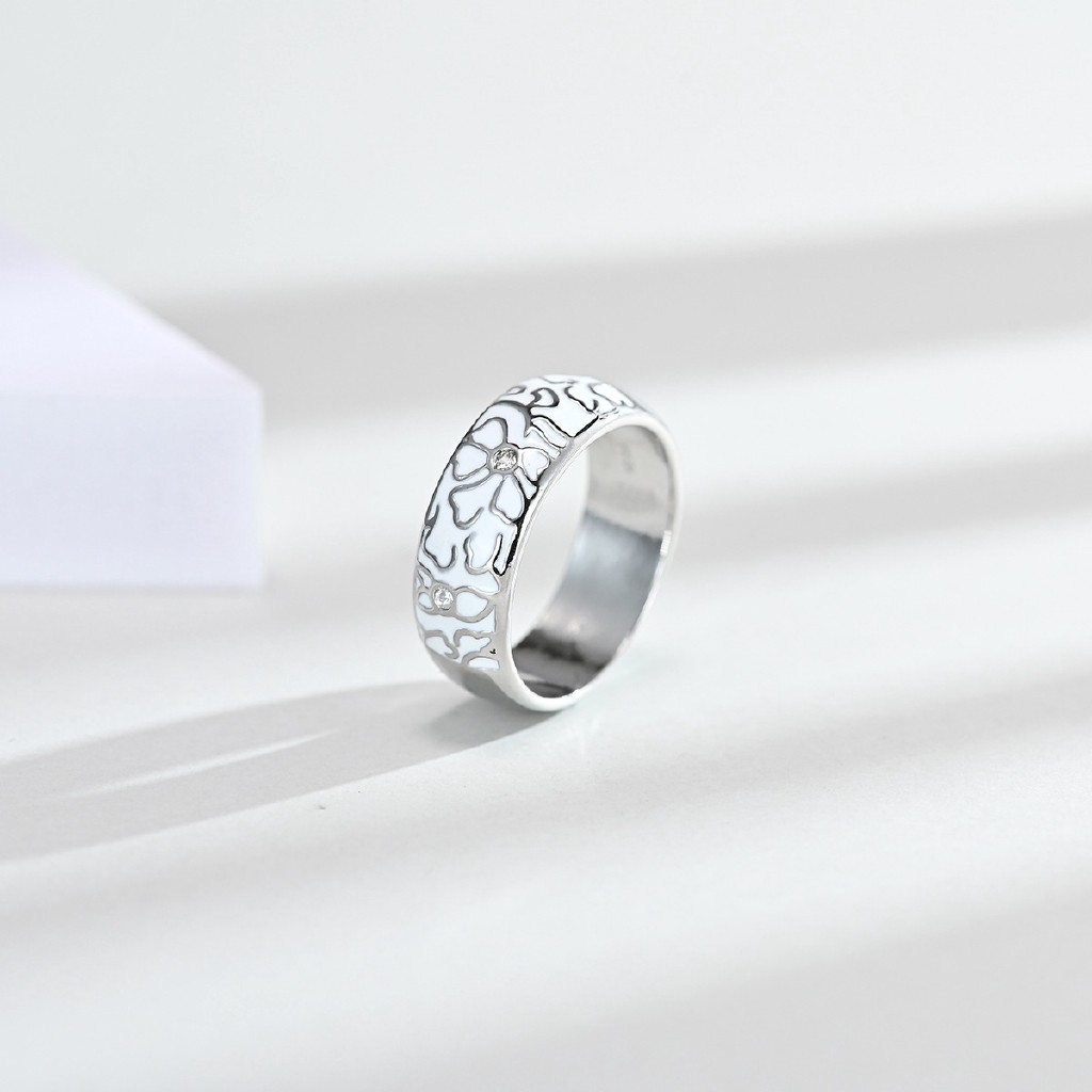 Bộ Khuyên Tai / Vòng Cổ / Nhẫn Mặt Hoa Đính Đá Mã Não Màu Trắng Phong Cách Âu Mỹ Cổ Điển-2664