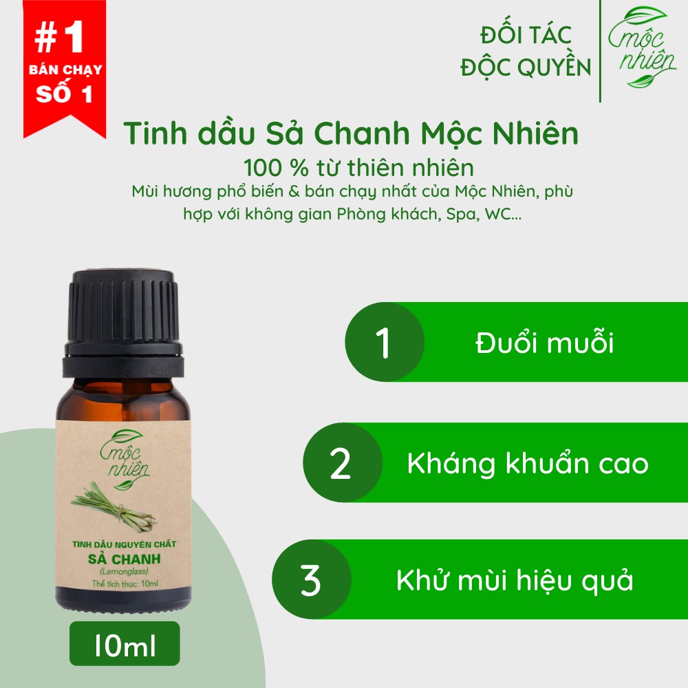 Tinh dầu nguyên chất, Tinh dầu sả nguyên chất tự nhiên MILOHOUE lọ 10ml