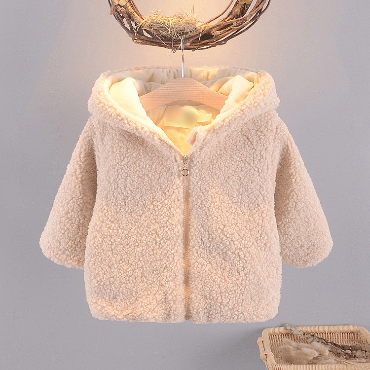HÀNG QC-Áo khoác lông 2 lớp thêu gấu ấm áp dễ thương bé gái size 8-15kg AK08-09