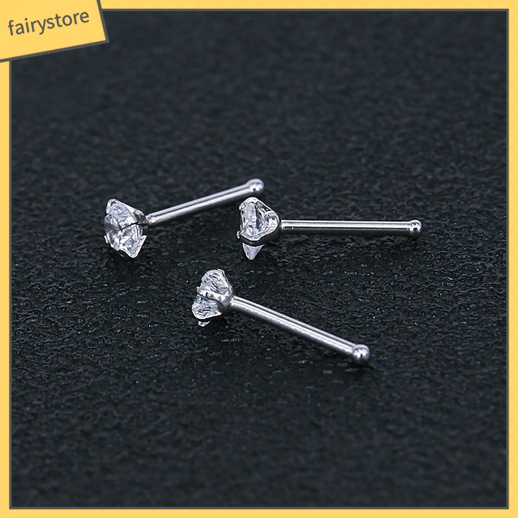 Set 3 Khuyên Mũi Bằng Thép Không Gỉ Đính Đá Thời Trang