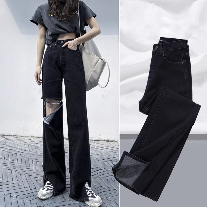 quần jeans dài ống suông Quảng Châu