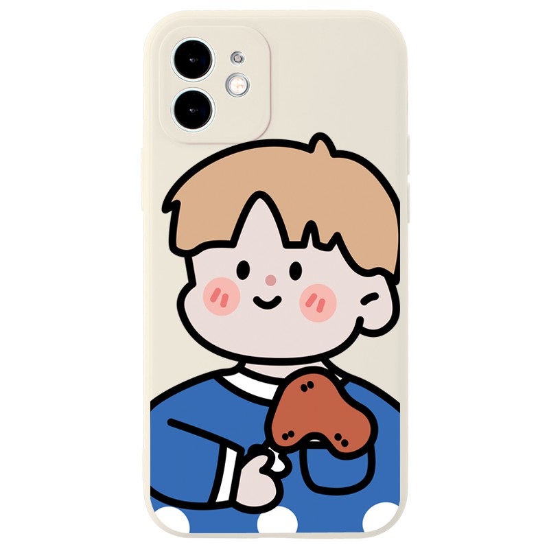 Ốp lưng JURSUE hoạt hình cặp đôi dễ thương đẹp cho iPhone 13 12 11 Pro Max SE 2020 X XR XS ip 8 7 6 6S Plus kute Y217