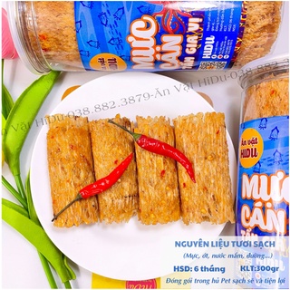 Mực cán tẩm gia vị loại ngon 300gr Hủ pet Ăn vặt HiDu