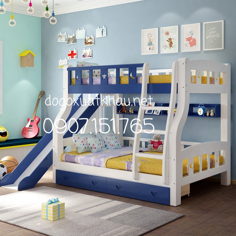 Giường tầng có cầu trượt cho bé dạng thang leo | BigBuy360 - bigbuy360.vn