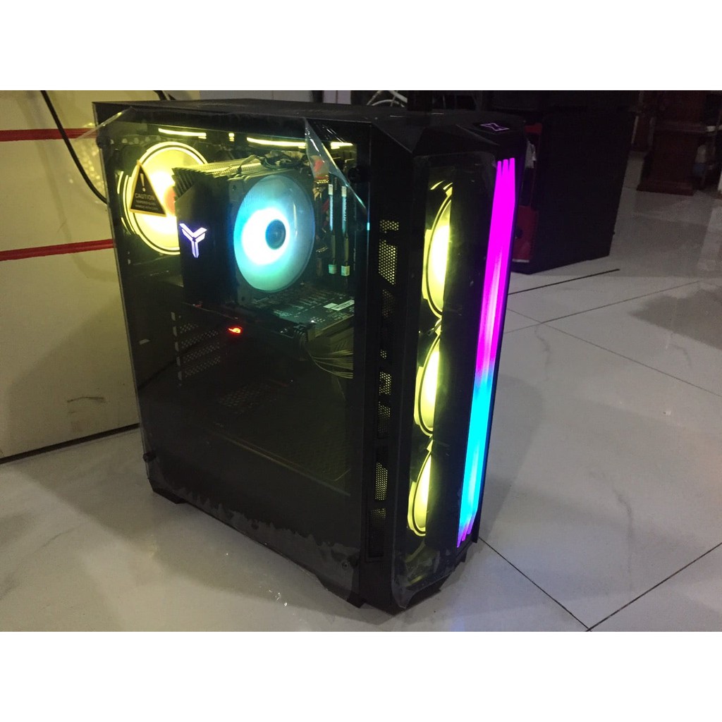 Vỏ Case máy tính XIGMATEK TRIPLE X (EN44245) mặt kính cường lực (No Fan) - PREMIUM ATX, RGB STRIP sẵn dải led mặt trước