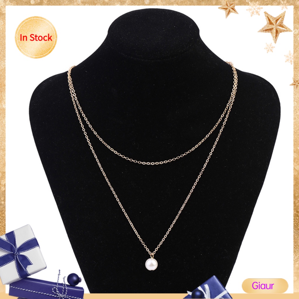 Vòng cổ choker hai màu đính ngọc trai nhân tạo chống mòn