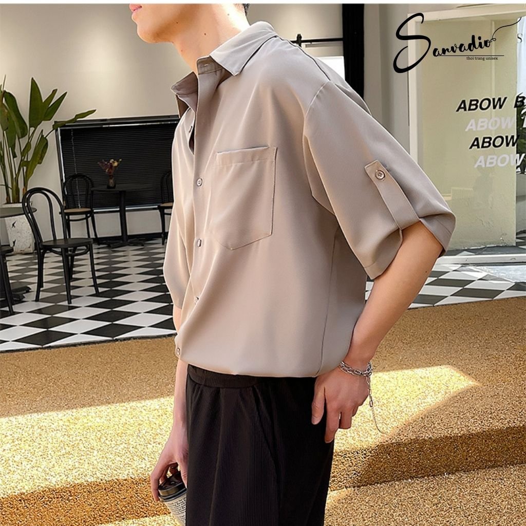 Áo Sơ Mi Nam Sanvadio Áo Sơ Mi Tay Lỡ Phong Cách Hàn Quốc Thanh Lịch Và Sang Trọng hot Trend Hàn Quốc 2022 ASM49